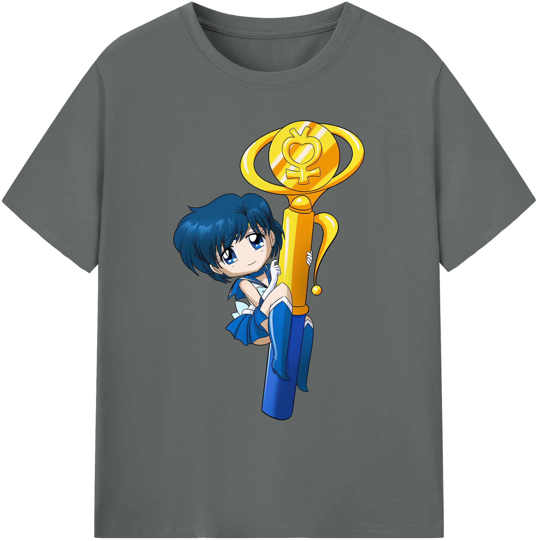 （画像用） 美少女戦士セーラームーン 水野 亜美 みずの あみ Sailor Moon Mizuno Ami 綿100％ メンズ半袖Tシャツ｜肌触りやわらか＆通気性